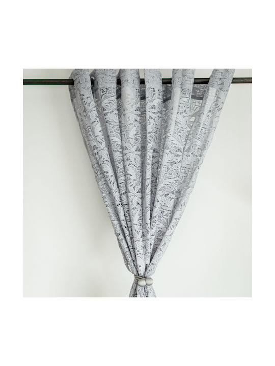 My Home Luxury Curtain With Pencil Pleat Lace Gray 280x270cm