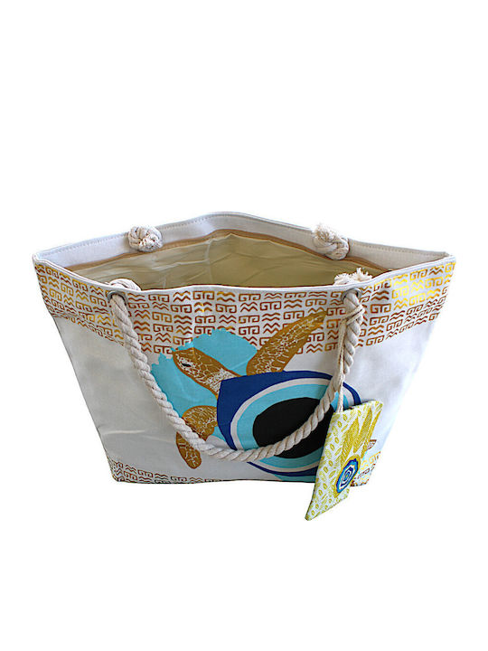 Stoff Strandtasche mit Kulturtasche Beiges