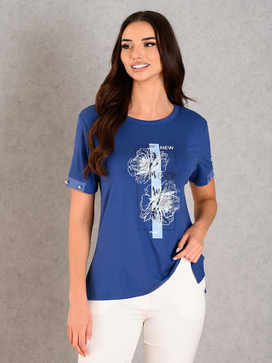 Women's Blouse Short Sleeve Indigo