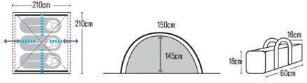 Hupa Comet 3P Summer Camping Igloo Tent Green with Double Cloth for 3 People 210cm Silver/Green