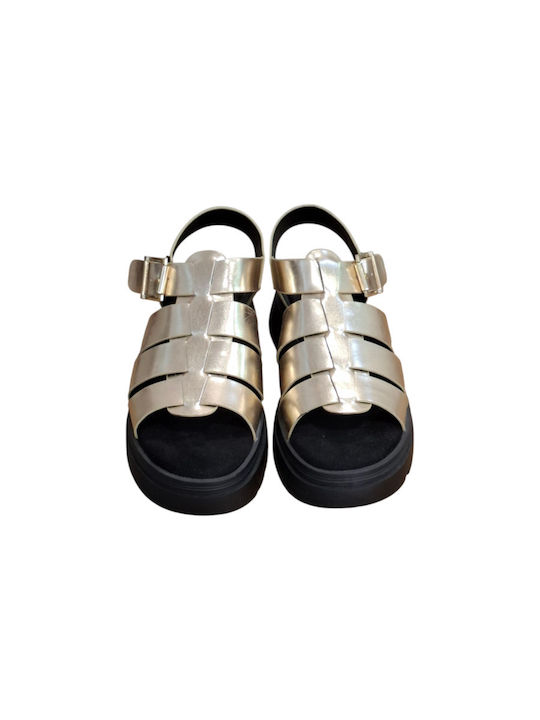 Women's Flat Sandals Anatomic with Strap in Gold Color