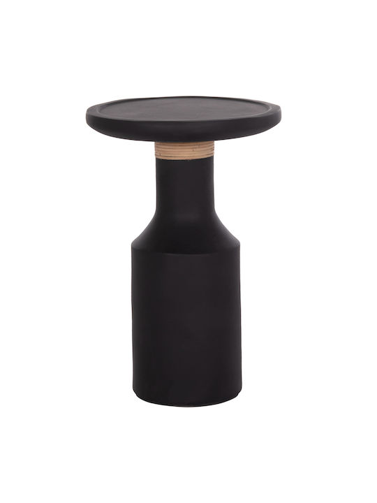 Round Side Table Fiber Black-Natural 40x40x61 cm