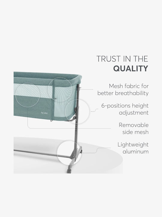 Kikka Boo Cradle Noah with Mattress, Side Opening, and Wheels Green