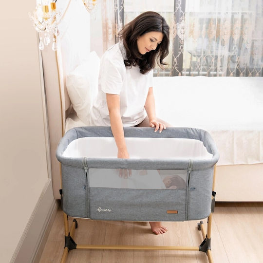 Kikka Boo Wiege Amaris mit Matratze, Seitlicher Öffnung und Rädern Gray