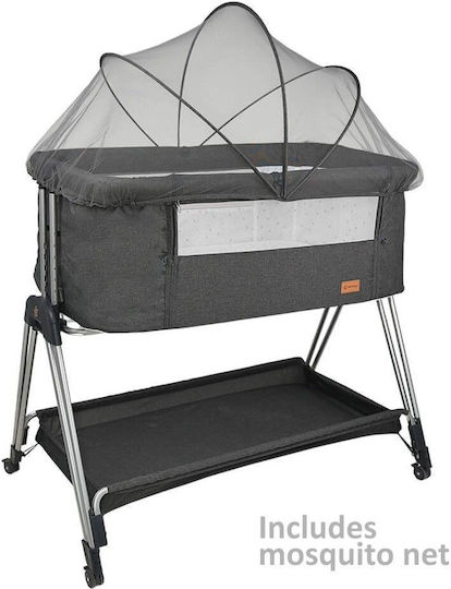 Bebe Stars Cradle with Mattress, Side Opening, and Wheels Light Grey