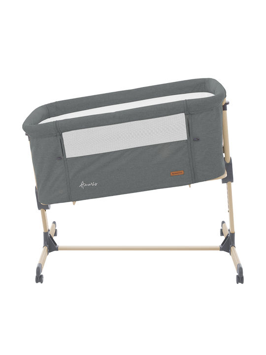 Kikka Boo Cradle Amaris with Mattress, Side Opening, and Wheels Gray