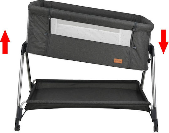 Bebe Stars Cradle with Mattress, Side Opening, and Wheels Light Grey