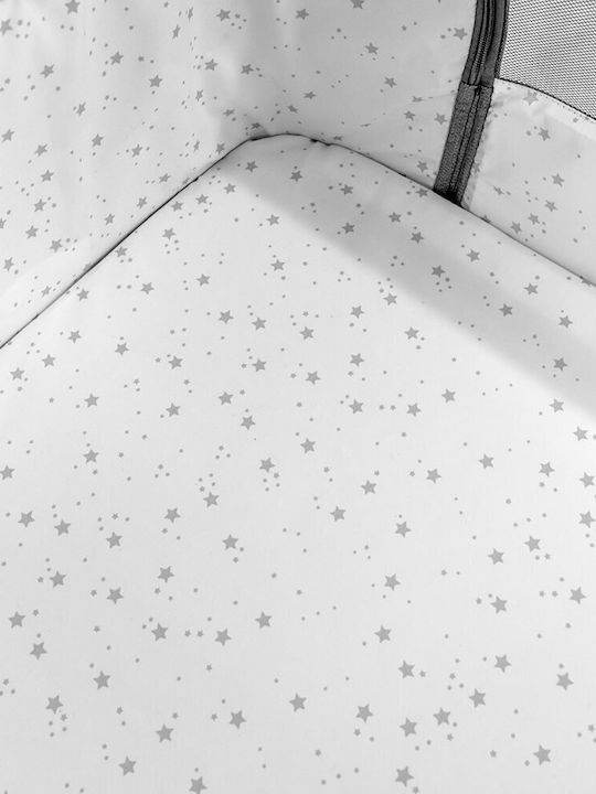 Bebe Stars Λίκνο με Στρώμα, Πλαϊνό Άνοιγμα και Ρόδες Light Grey