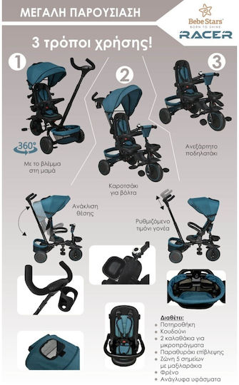 Bebe Stars 360° Racer Foldable & Convertible 3 in 1 for Ages 1-5 Pine