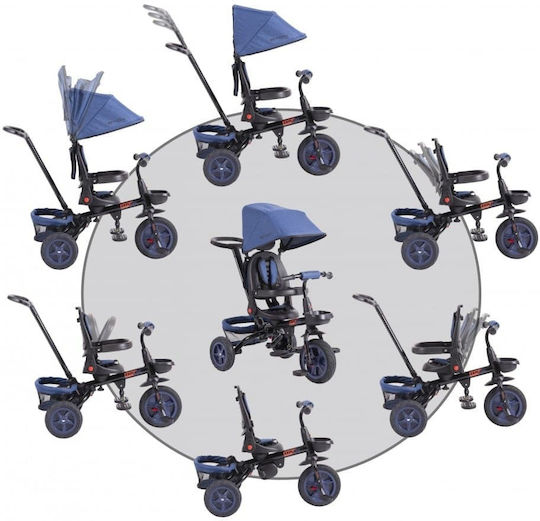 Byox Convertible Kids Tricycle with Parental Handle for 12 Months Blue