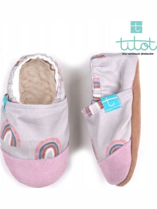 Titot Baby Run Χειροποίητα Αντιολισθητικά Παπουτσάκια "grey Rainbow"