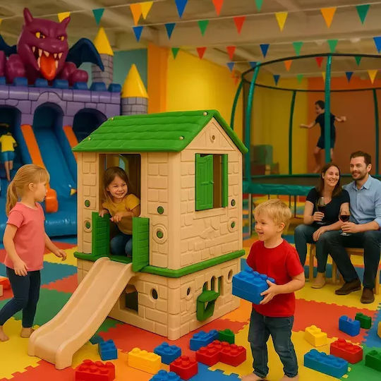 Kids Playhouse with Slide 106x170x160cm