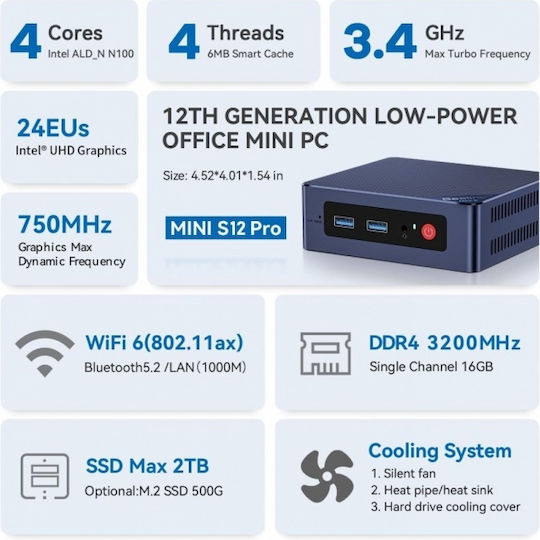 Beelink Mini S13 Pro PC (N-Serie N150/16GB DDR4/1TB SSD/W11 Pro)