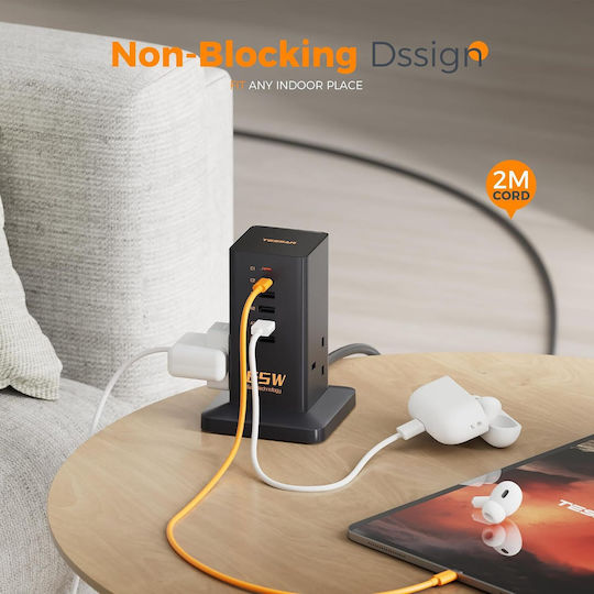 Tessan Πολύπριζο 8 Θέσεων με USB-A, 2 USB-C και Καλώδιο 2m