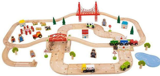 Big Jigs Road & Rail Train Set Σετ με Τρενάκι από Ξύλο για 3+ Ετών