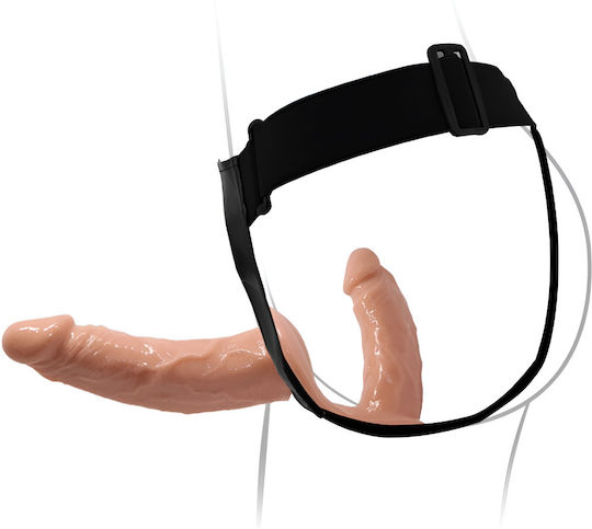 Strap-on Realist Dildo Dublu Cu Veni Proeminente Fără BPA Impermeabil Reglabil Detasabil Dublă Stimulare Plăceri Unice Ușor de Curățat 13.5 X 10 Cm Negru Nudes