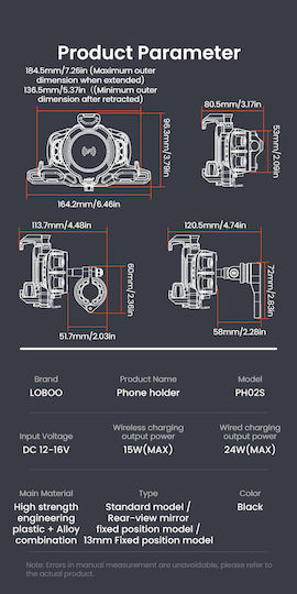 Loboo Motorcycle Cellphone Mount with Clip for Mirror