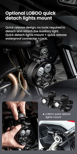 L11 Motorcycle Auxiliary Lights – 15000lm High Low Beam 3 Warning Modes