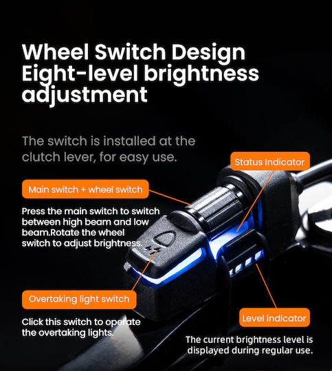 L11 Motorcycle Auxiliary Lights – 15000lm High Low Beam 3 Warning Modes
