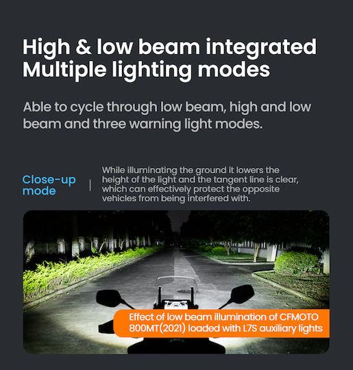 Loboo L7s Motorcycle Auxiliary Lights – 15000lm High Low Beam Driving Fog Lamps