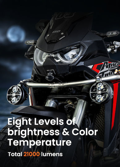 Loboo L18s Motorcycle Auxiliary Lights – 23000lm High Low Beam 8-level Brightness & Color Temp Adjustment