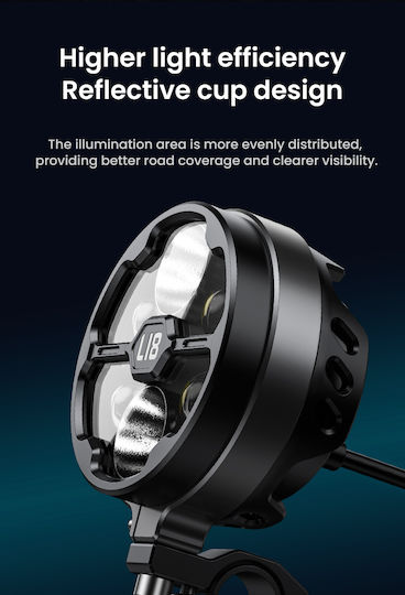 Loboo L18s Motorcycle Auxiliary Lights – 23000lm High Low Beam 8-level Brightness & Color Temp Adjustment