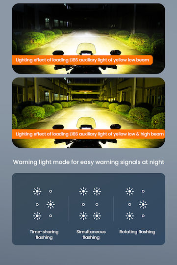 Loboo L18s Motorcycle Auxiliary Lights – 23000lm High Low Beam 8-level Brightness & Color Temp Adjustment