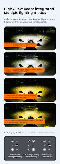 Loboo L16 Motorcycle Auxiliary Lights – 19000lm High & Low Beam Leds 3-mode Warning