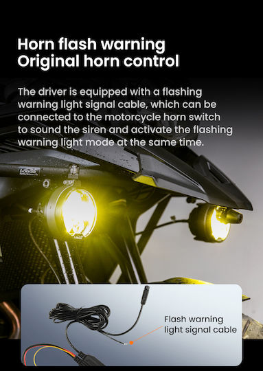 Loboo L16 Motorcycle Auxiliary Lights – 19000lm High & Low Beam Leds 3-mode Warning