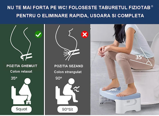 Fiziotab Scăunel Pliabil Pentru Toaletă Împotriva Constipației Hemoroizilor Corectează Poziția De Ghemuit Pe Toaletă Adulți Copii 1 Bucată Albastru Înălțime 18 Cm