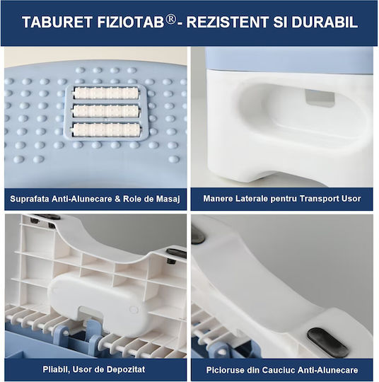 Fiziotab Scăunel Pliabil Pentru Toaletă Împotriva Constipației Hemoroizilor Corectează Poziția De Ghemuit Pe Toaletă Adulți Copii 1 Bucată Albastru Înălțime 18 Cm