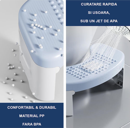 Fiziotab Scăunel Pliabil Pentru Toaletă Împotriva Constipației Hemoroizilor Corectează Poziția De Ghemuit Pe Toaletă Adulți Copii 1 Bucată Albastru Înălțime 18 Cm