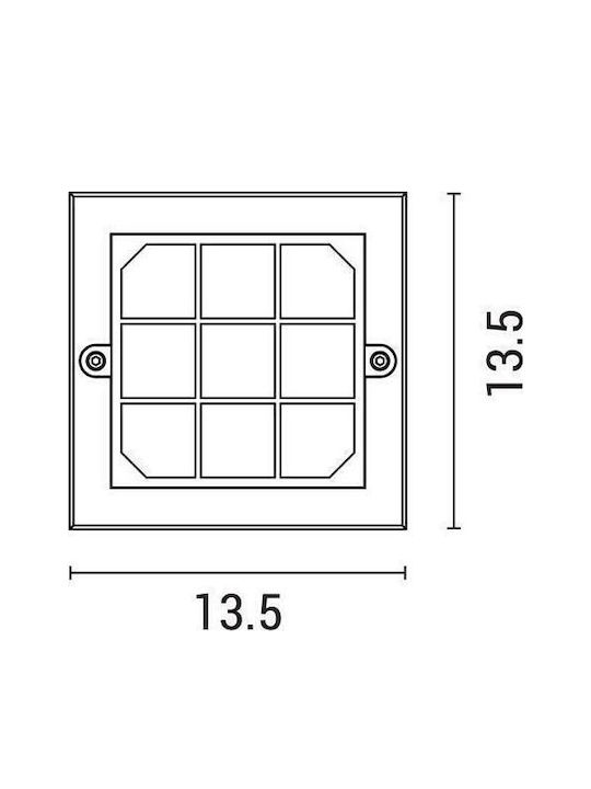 Eurolamp Senario Pro Wall-Mounted Outdoor Ceiling Light LED IP65 6W with Warm White Light 13.5x13.5x32εκ.