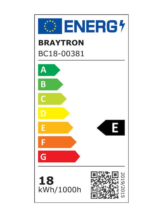 Braytron Επιτοίχια Χελώνα Εξωτερική LED IP65 18W με Ρυθμιζόμενο Λευκό Φως 26.7x13.7x4.6εκ.
