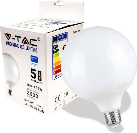 V-TAC LED Bulb 18W 120mm For E27 Socket And G120 Shape Cool White 2000lm