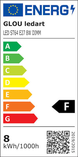 Glou LedArt Glou LedArt LED Bulb 8W for Socket E27 and Shape ST64 Warm White 806lm Dimmable