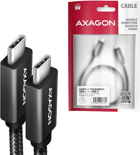 Axagon Braided USB 3.1 Cable USB-C Male - USB-C 100W PD Black 1.5m