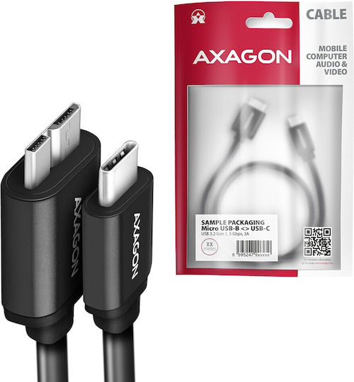Axagon USB 3.0 Kabel USB Typ-C männlich - micro USB-B Schwarz 1m BUMM3-CM10AB