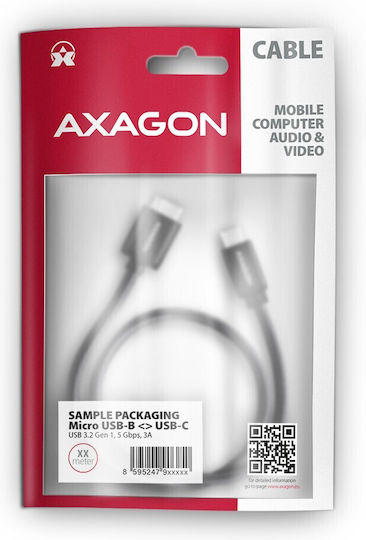Axagon USB 3.0 Kabel USB Typ-C männlich - micro USB-B Schwarz 1m BUMM3-CM10AB