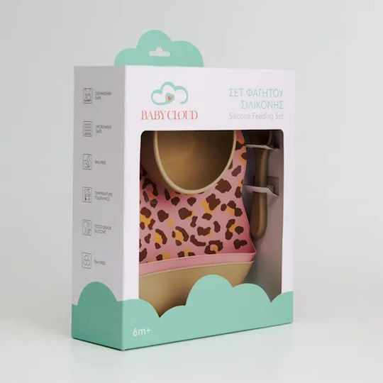 Baby Cloud Σετ Φαγητού Τιγρέ από Σιλικόνη με Αντιολισθητική Βάση Μπεζ 3τμχ για 6+ μηνών