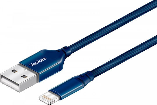 Yenkee Плетена USB-A към Lightning кабел Син 1м (YCU 611 BE)