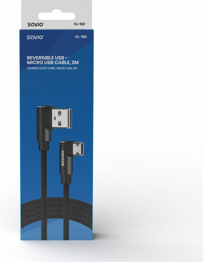 Savio Reversible 2m Braided USB 2.0 to micro USB Cable (CL-162)