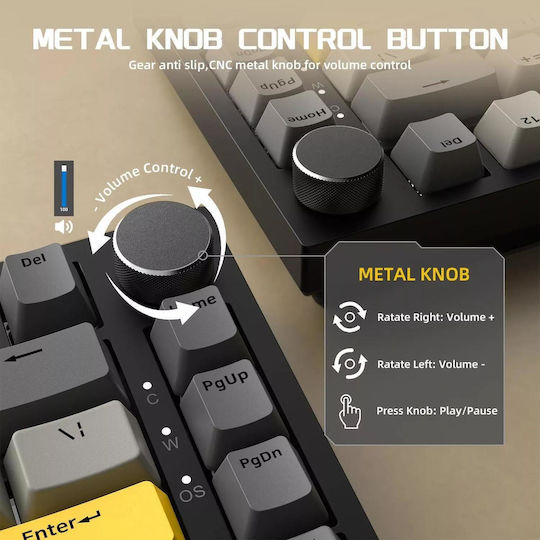 Ajazz AK820 Max Plus (Dream Weave Linear) Wireless Gaming Mechanical Keyboard Tenkeyless with Dream Weave switches and RGB lighting (English US) Starry Night Grey