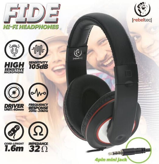 Rebeltec Fide Wired On Ear Headphones Black