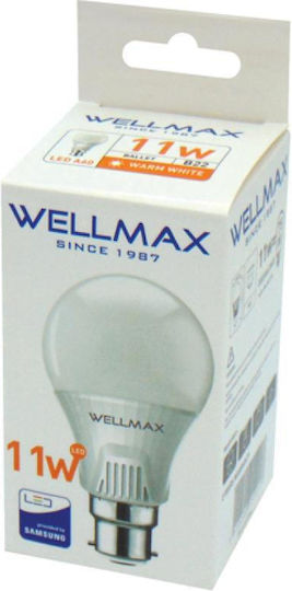 Wellmax LED Bulb 11W for Socket B22 and Shape A60 Natural White 1050lm