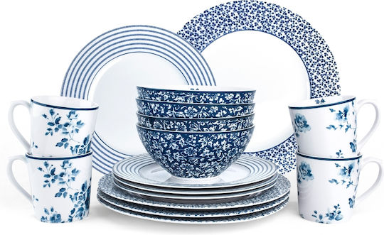 Laura Ashley Geschirrset aus Porzellan Weiß 16Stück