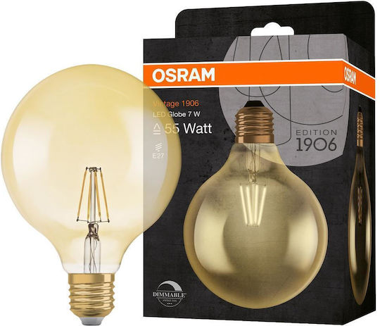 Osram LED Bulb 7.5W 125mm for Socket E27 and Shape G125 Warm White 650lm Dimmable