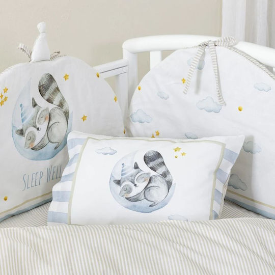 Nima Sleepy Crib Bumpers Classic Inside White, Light Blue 40x200cm