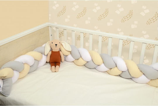 Baby Oliver Crib Bumpers Braided Inside Ecru - White - Gray 20x200cm