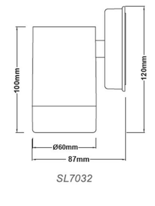 Aca SL7032 Wall-Mounted Outdoor Spot GU10 IP44 6x8.7x12cm